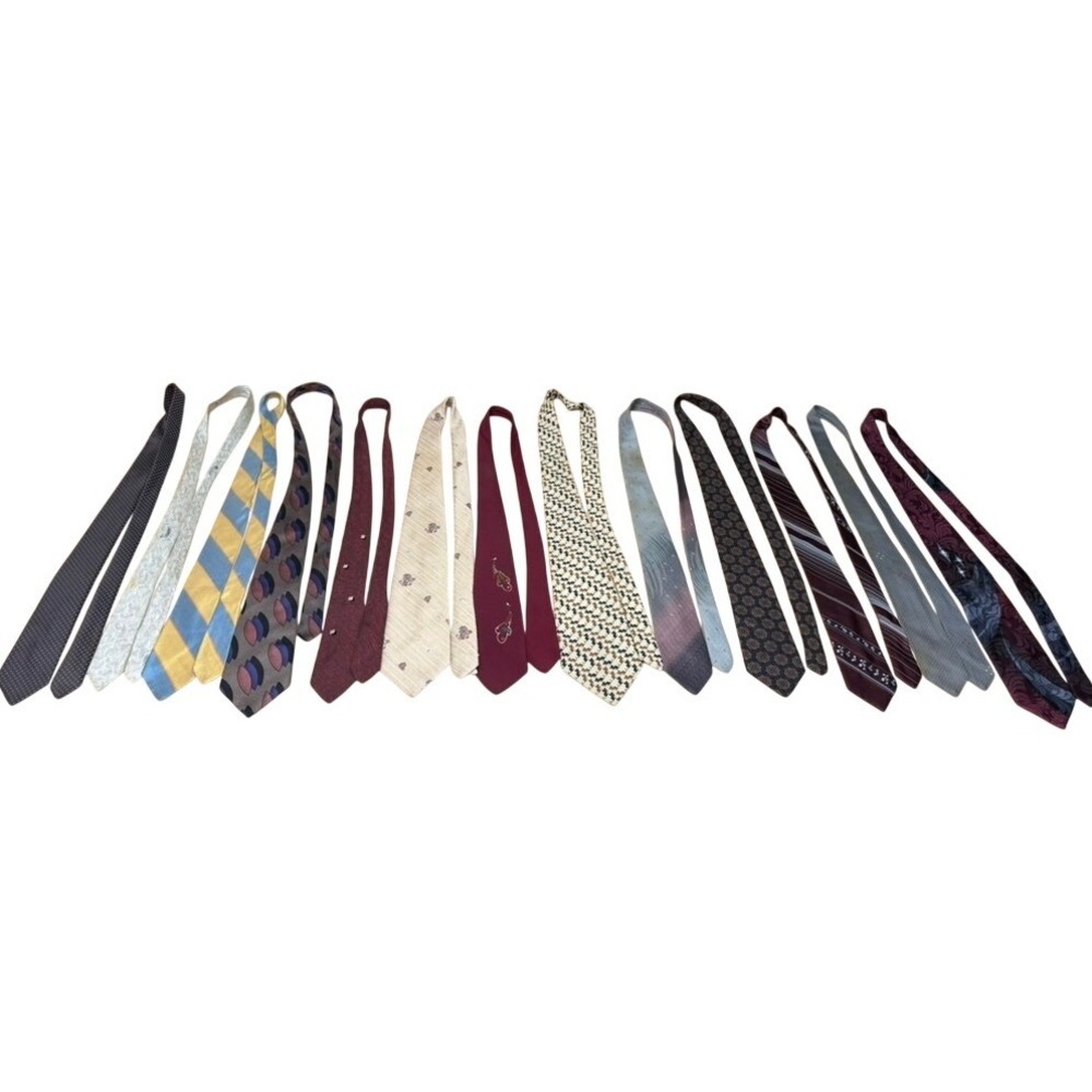 Vintage Mens Necktie Lot 12pc Retro Geometric Novelty Striped  FLAWS FINAL SALE!